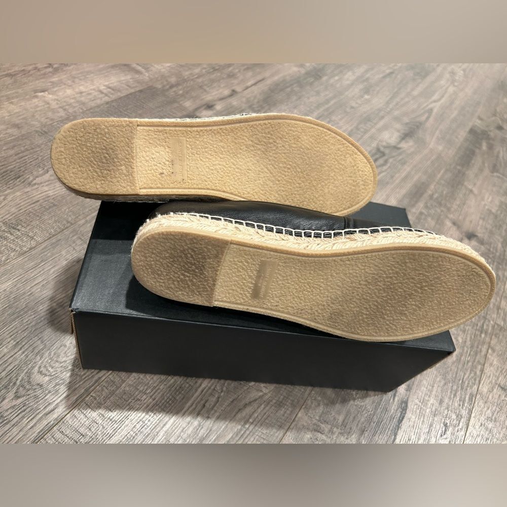 YSL Saint Laurent Black Nappa Leather Espadrilles Flat Shoes Logo - Picture 6 of 7